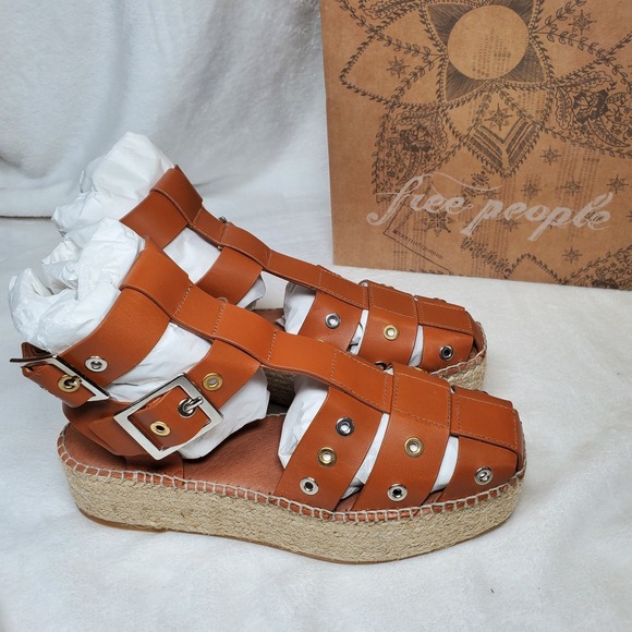 Free People Gable Glad Espadrille Gladiator Sandals 7 US 37 EU Leather NIB $178 - Picture 1 of 5